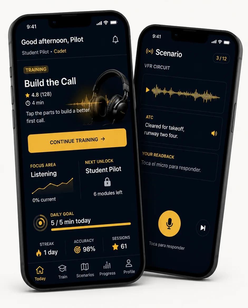 Vista previa de la app AeroComms en móvil